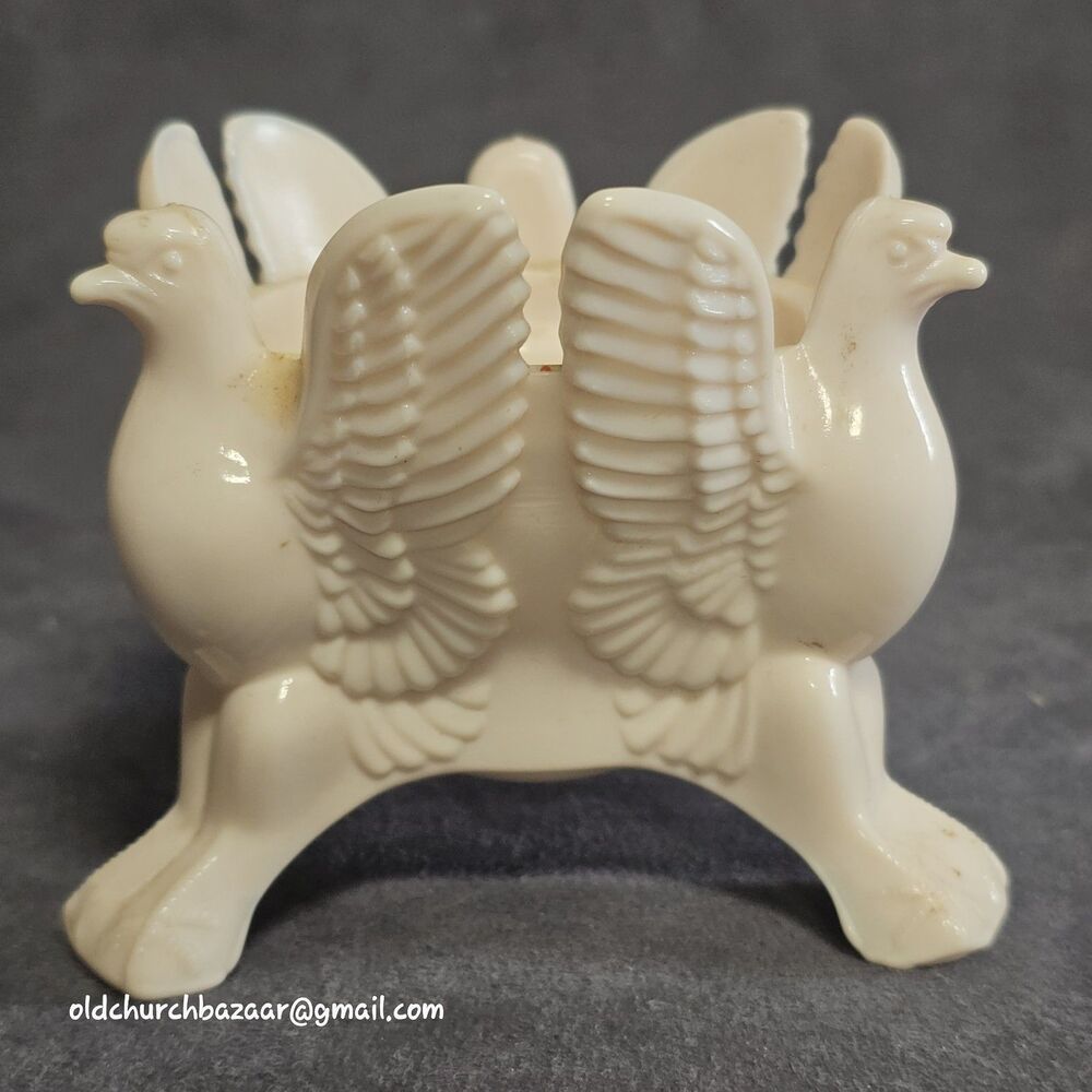 Jeannette Glass Co. Shell Pink Triple Eagle/Birds Triple Footed Candle Holder